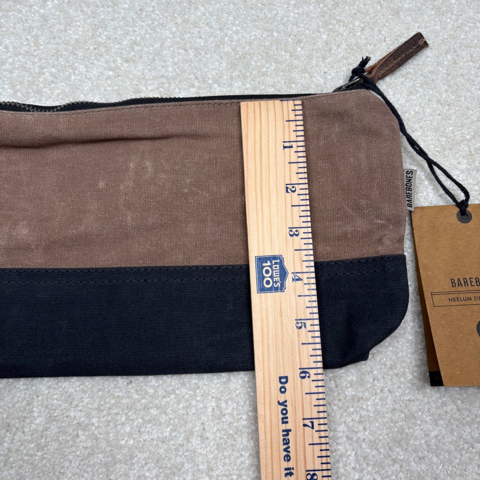 Barebones Neelum Small Canvas Zipper Pouch Khaki Black STC-722 NWT