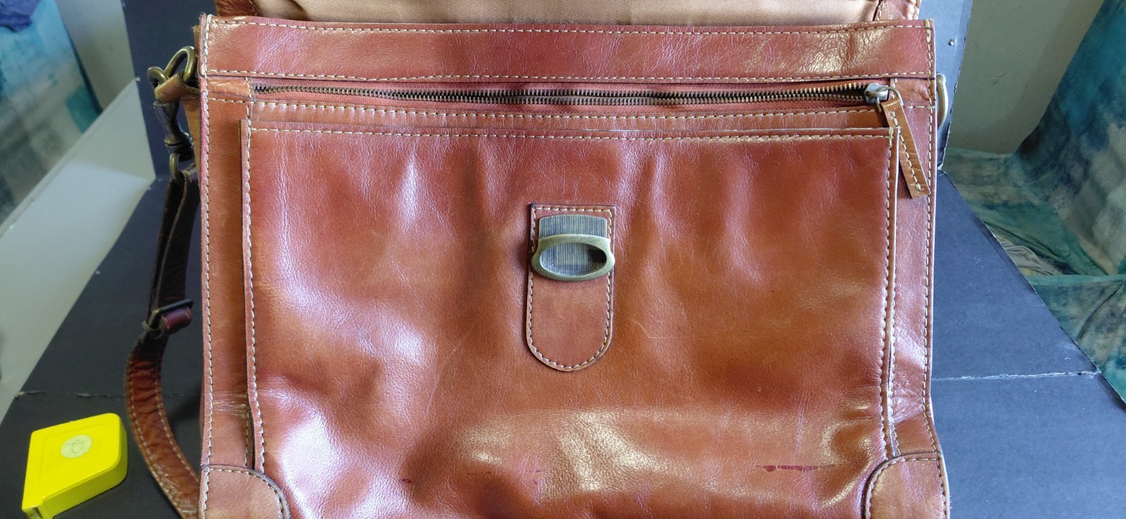 distressed heritage classic vintage executive tan leather briefcase mesenger Bag