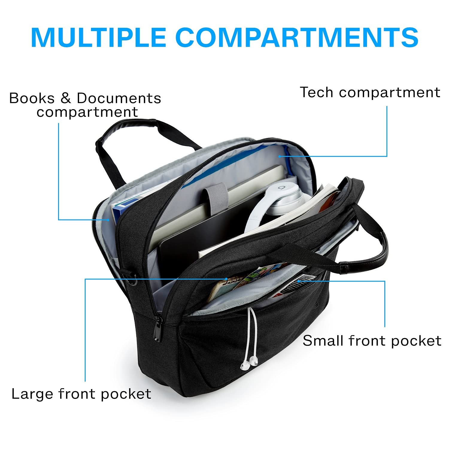 BAGSMART Laptop Bag, 15.6 Inch 15.7 x 5.5 x 12 inches, Black-15.6