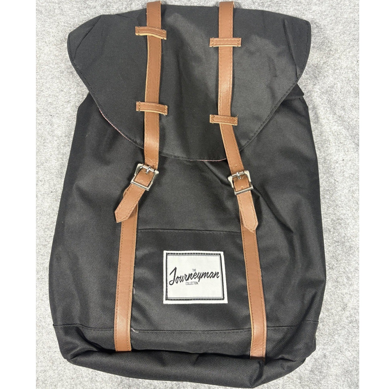 The Journeyman Collection Little America Backpack OS Black Faux Leather Straps