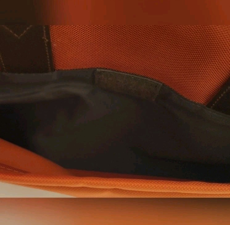 Men’s Orange/Brown Laptop Briefcase Document Case Zip, Top Handle, Strap