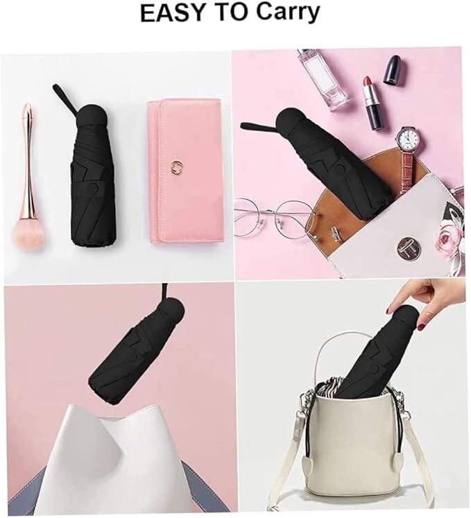 Clear Handbags With Side Bottle Pockets and 1pc Compact Mini Capsule Umbrella