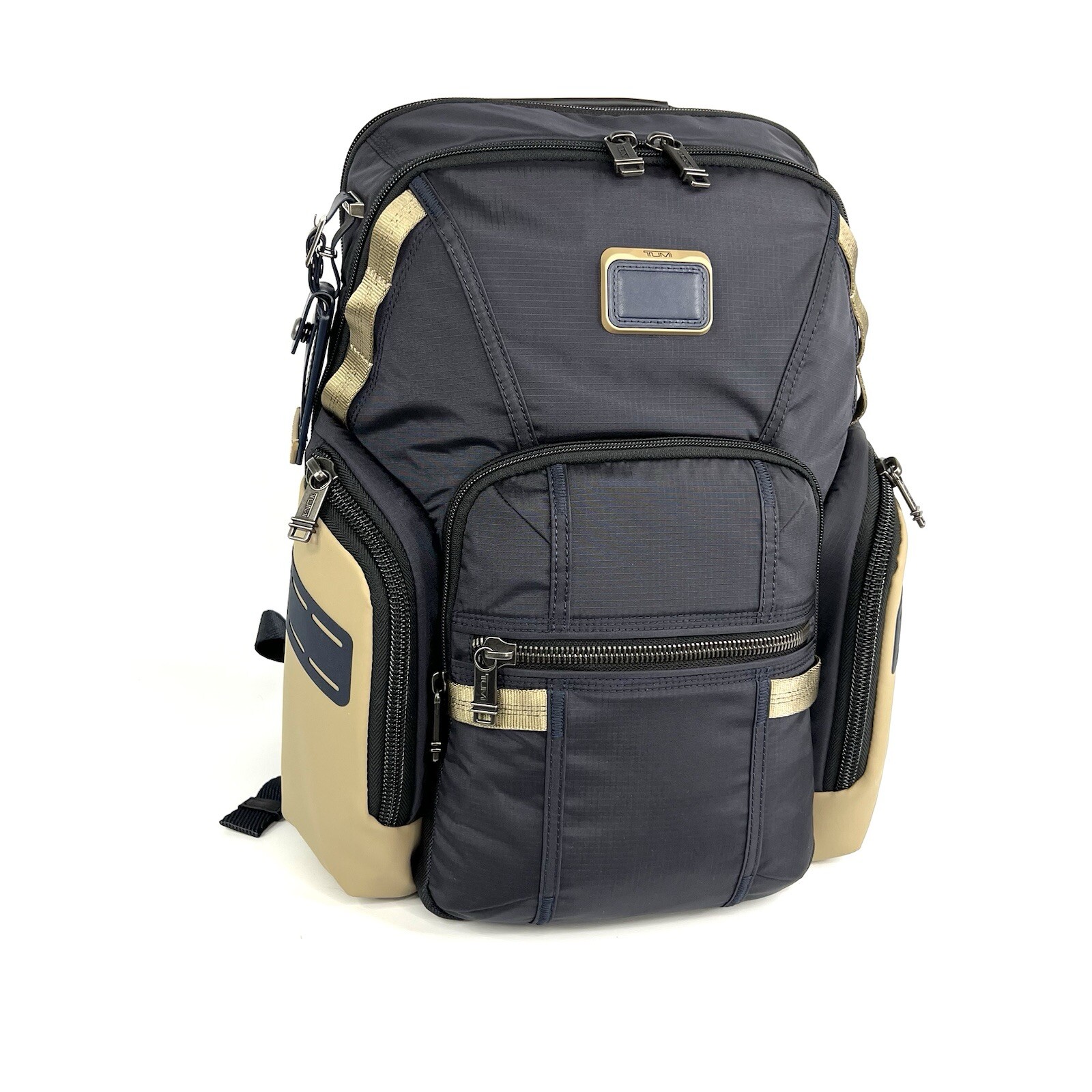 TUMI Navigation Backpack Laptop Business Bag Midnight Navy and Khaki EXPANDABLE