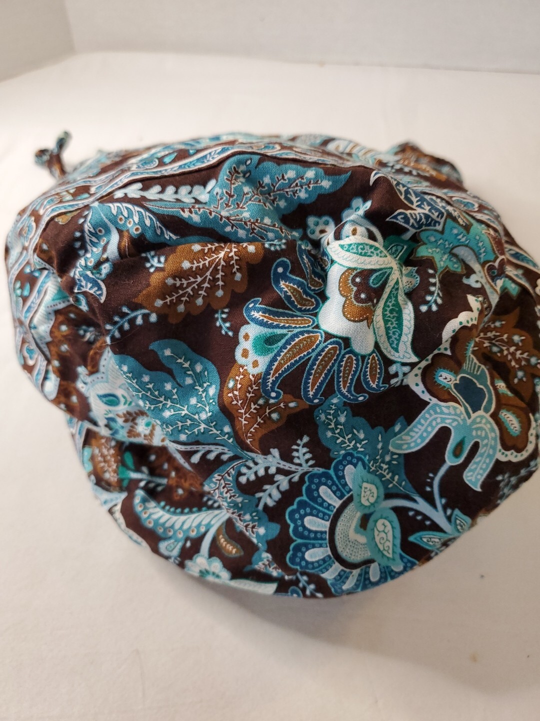VERA BRADLEY JAVA BLUE DRAWSTRING TRAVEL POUCH PLASTIC LINED Retired Print