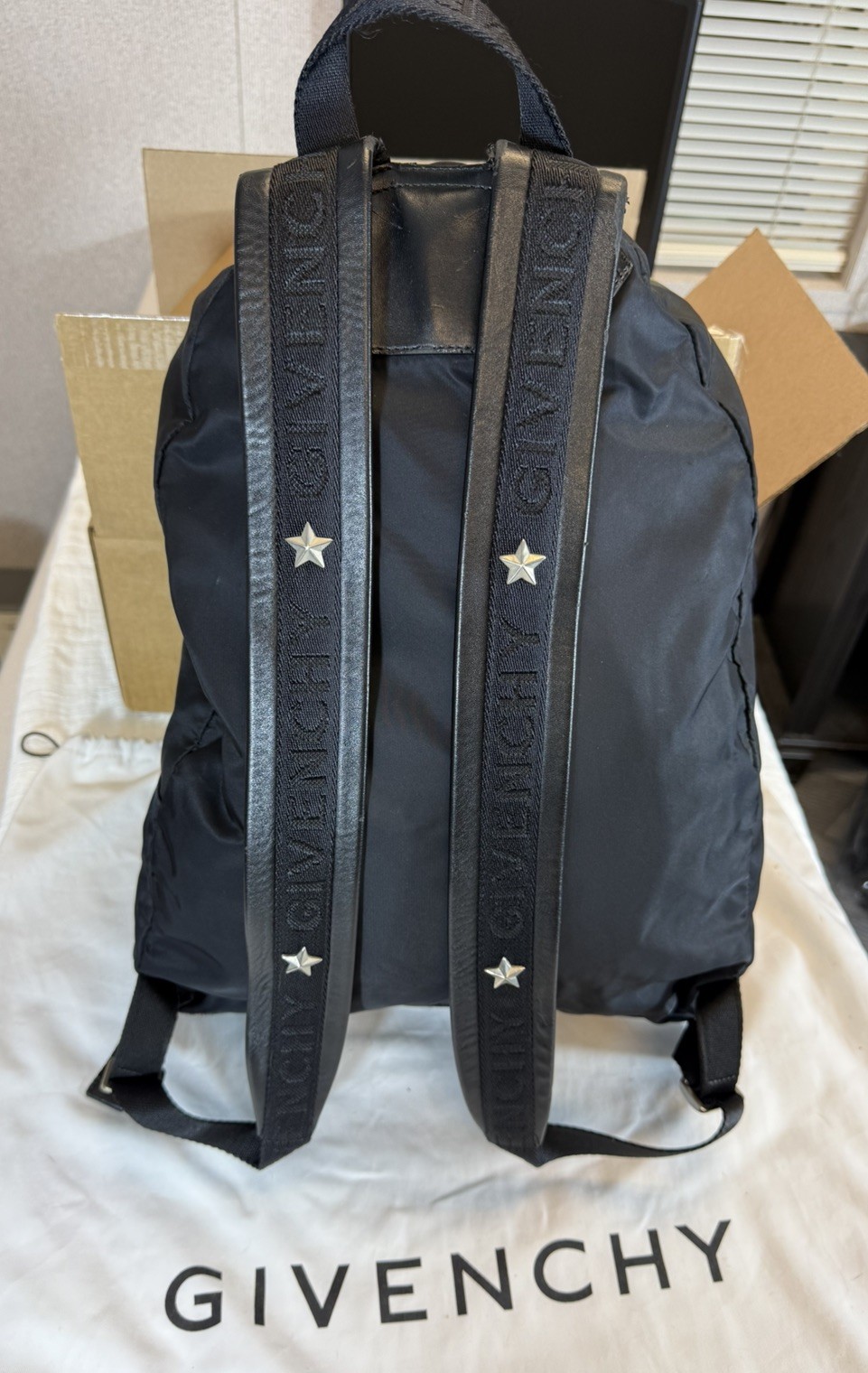 Givenchy Tisci Era Nylon Backpack Graphic Face Print Leather Star Straps Y2K