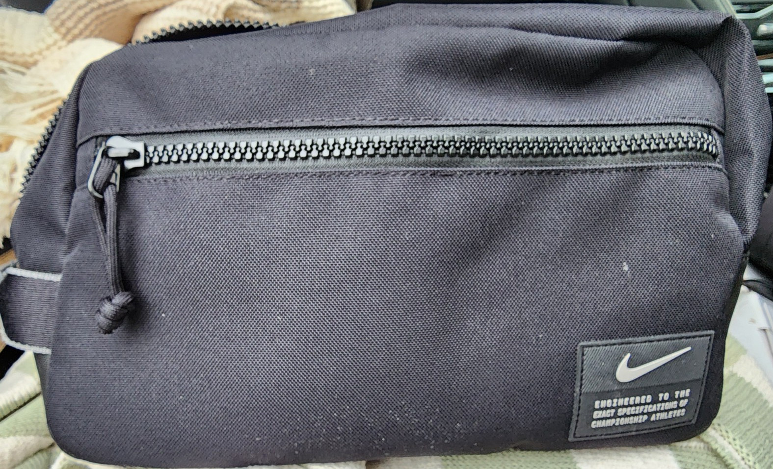 Nike Utility Black Show Bag 12×6 Zip Closure with Mesh Pocket Outer Zip Pocket