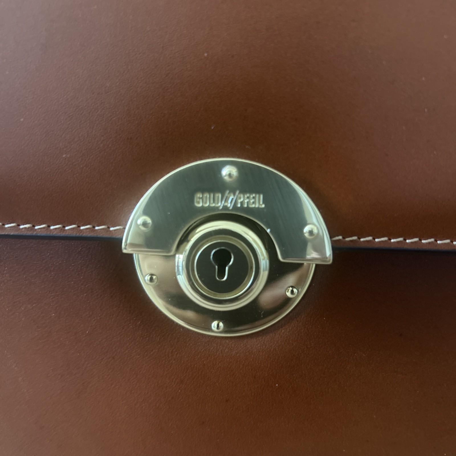 GOLDPFEIL Brown Leather Briefcase Portfolio Germany Gold Pfeil