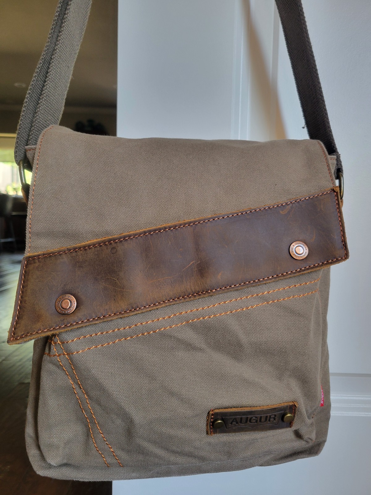 New Auger Strauss Canvas Crossbody Bag Unisex Men Women Utility MessengerSatchel