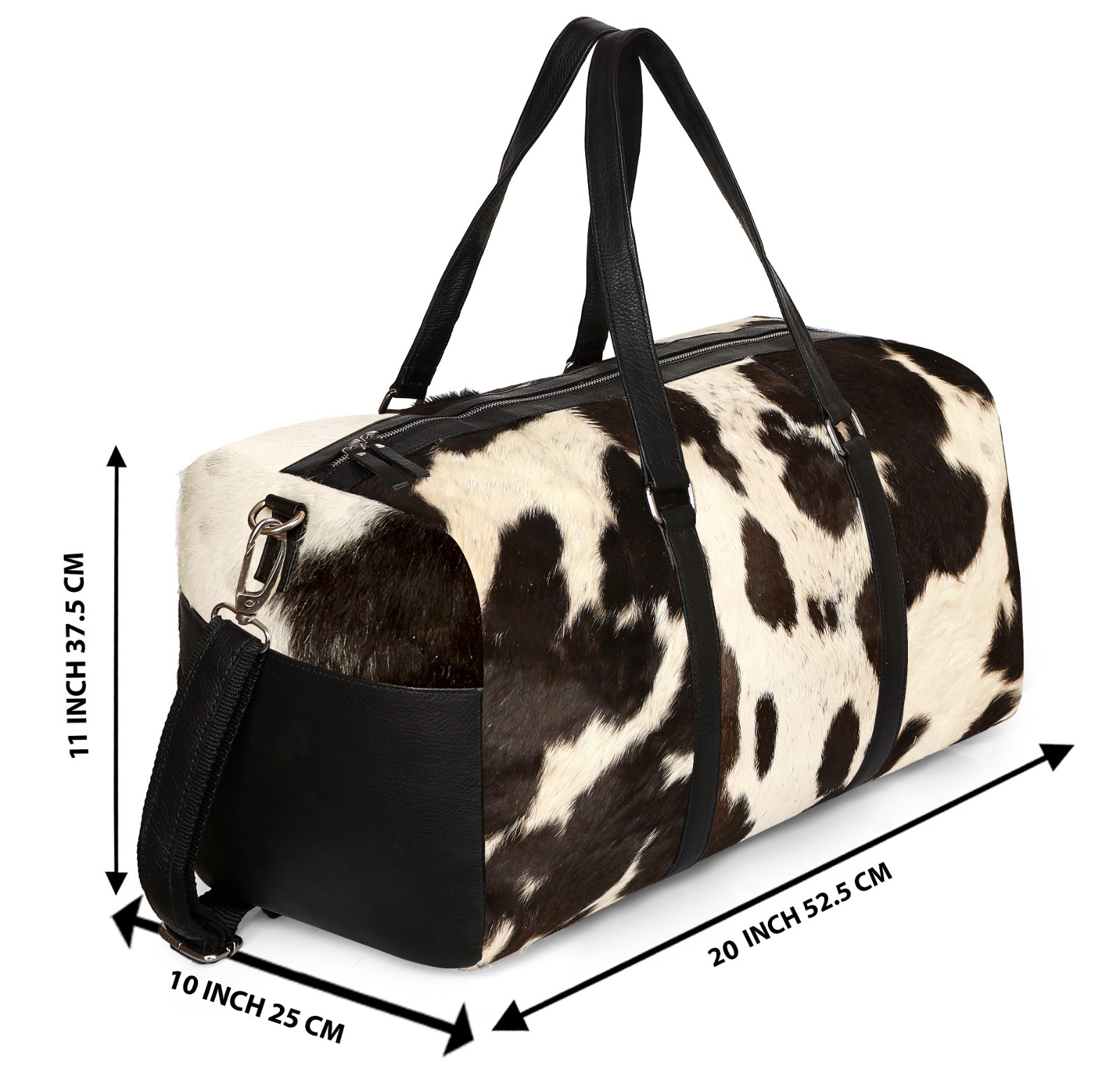 Hair On Leather Duffle Bag Cowhide Travel Weekend Bag for Men and Women