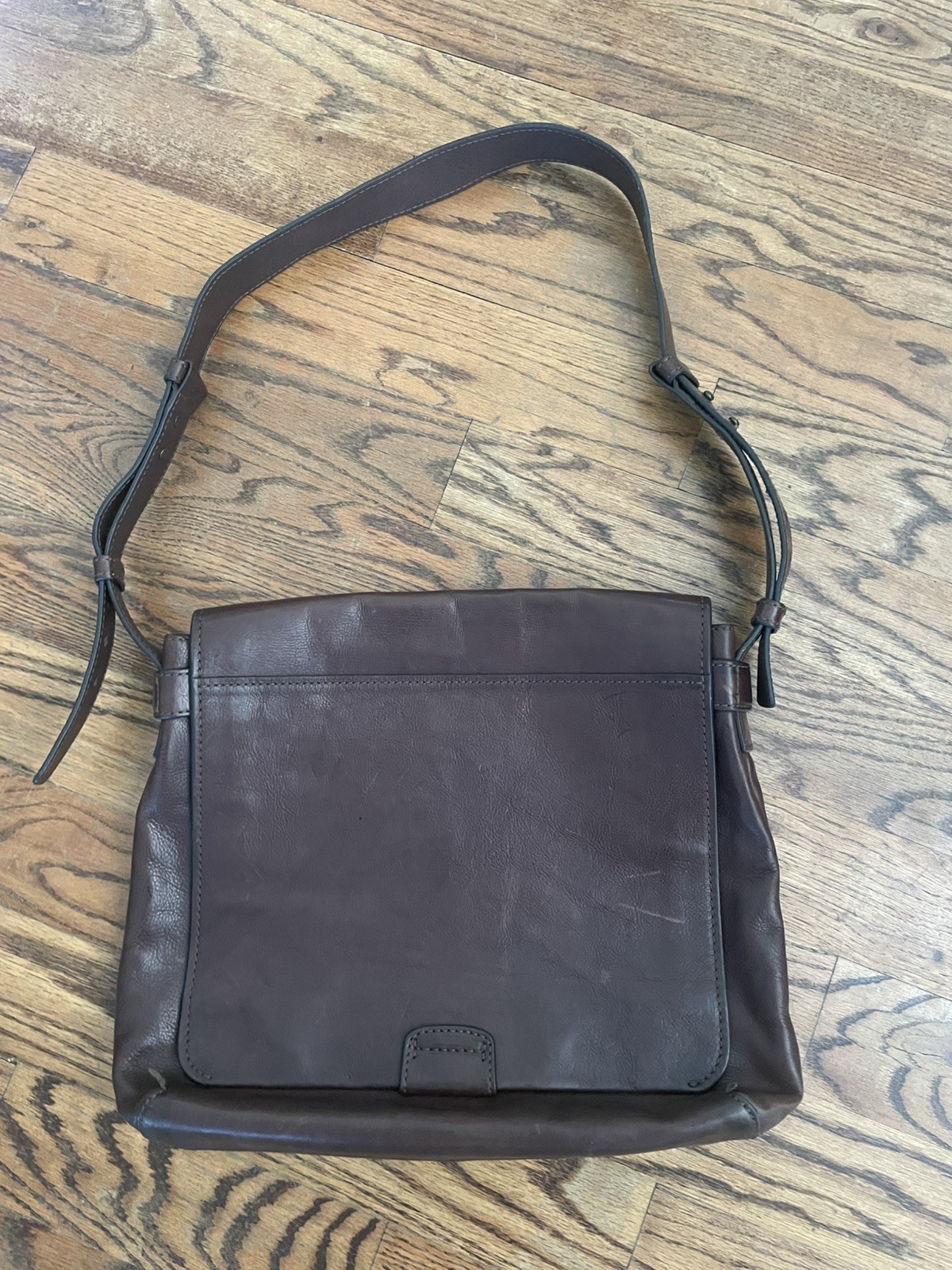 Frye Messenger Briefcase Leather Bag Brown Adjustable Strap VTG 15×10”