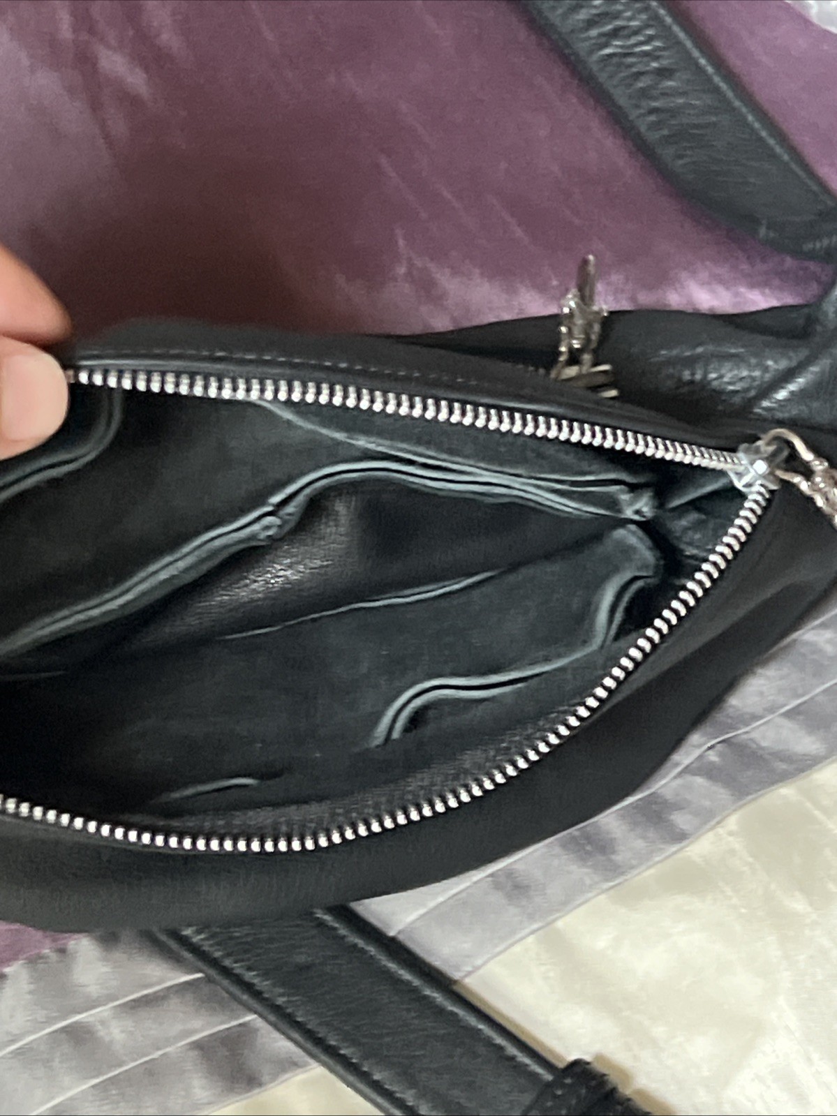 CHROME HEARTS Plain Snut Pack Body Bag Sterling leather unisex black
