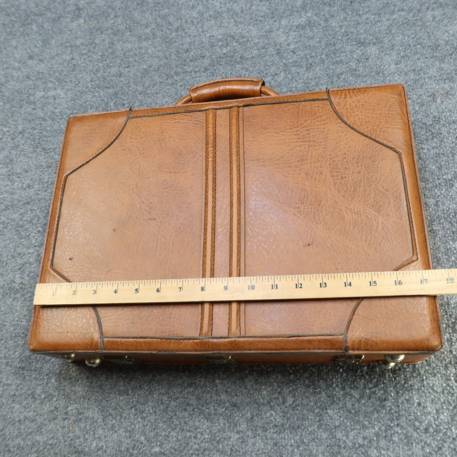 Vintage Leather Briefcase Hardcase Brown T.C.W. & H. of A. 1981 Teamsters Union