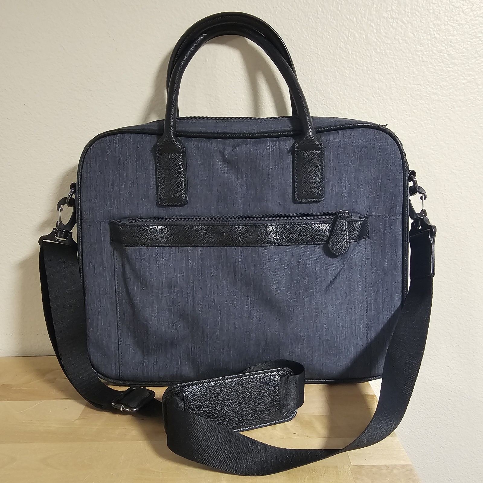 Ted Baker Nylon Blue Denim Design Laptop Satchel Briefcase Bag Used Cond