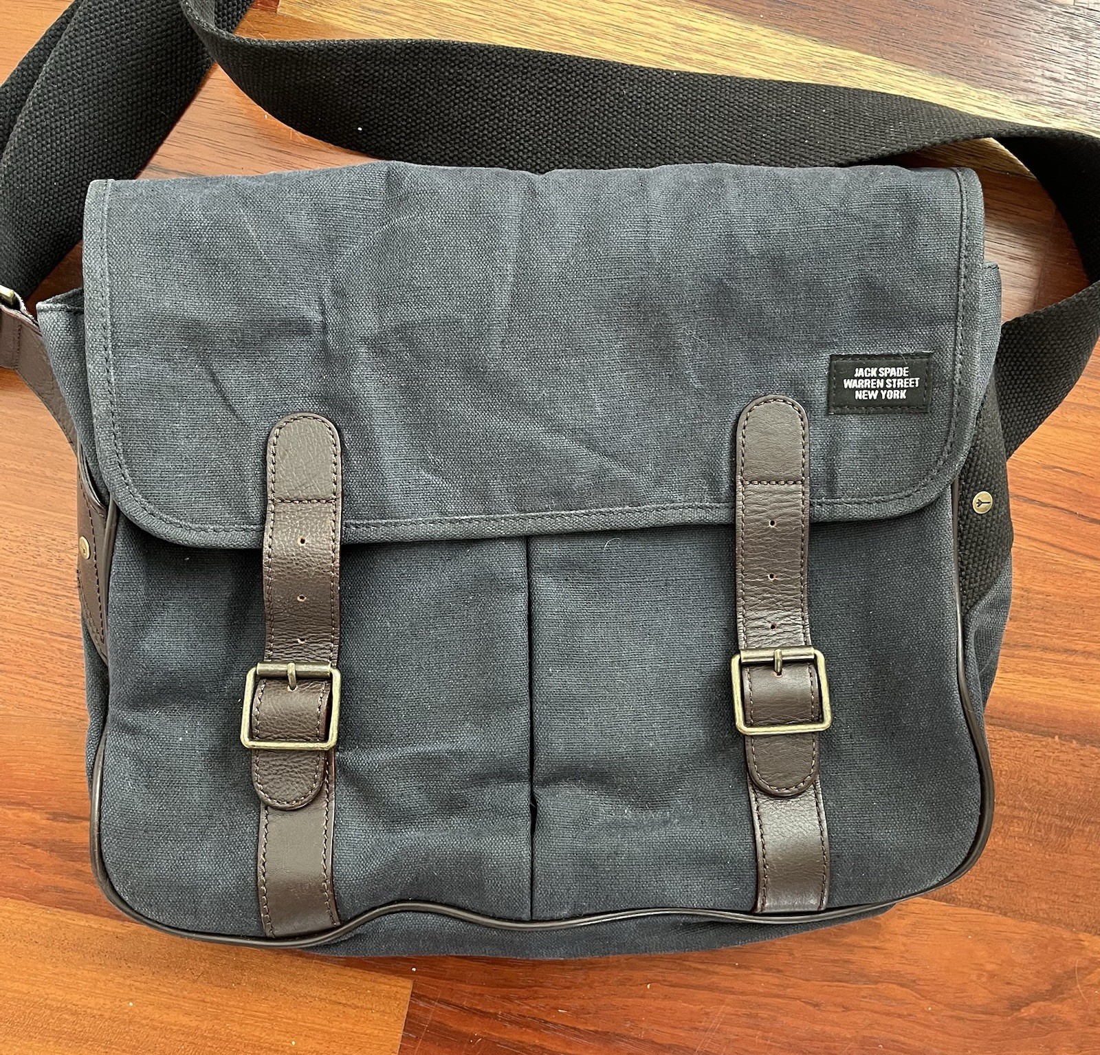 Jack Spade Vintage Messenger Bag Navy W/ Brown Leather – Never Used