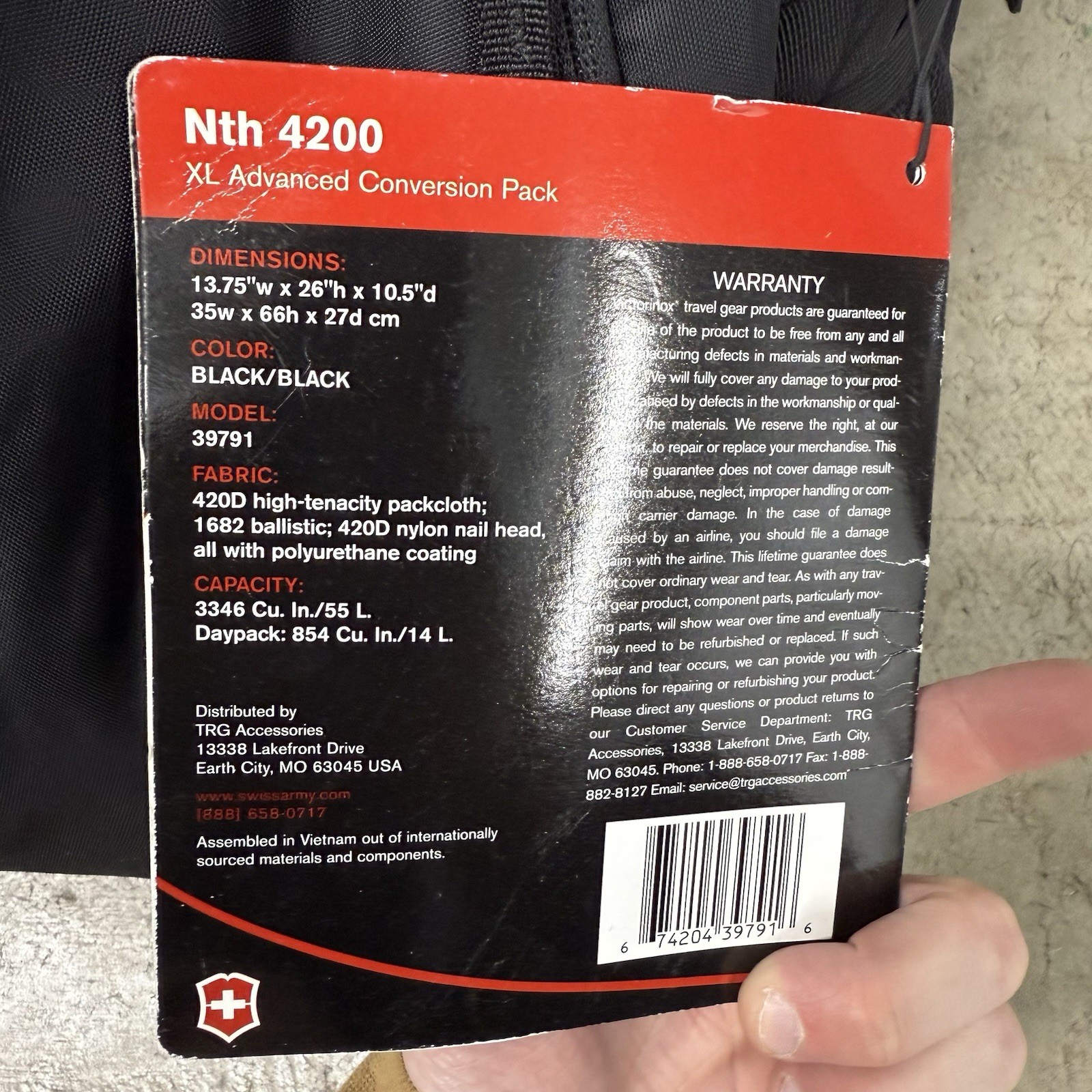NWT VICTORINOX Swiss Army Conversion Pack Backpack Nth 4200 Xl Advanced