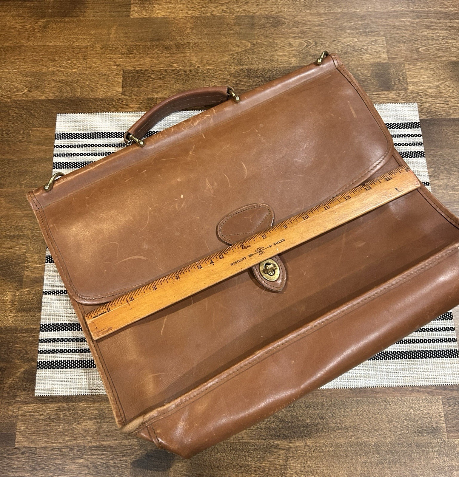 Vintage Jack Geoges Leather Briefcase Crossbody Laptop Bag made in USA No Strap