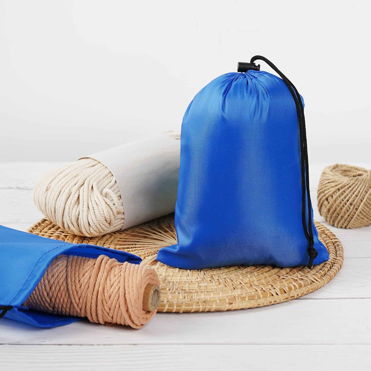 Drawstring Bag with Toggle – Nylon Cinch and Ditty Pouch Six-Pack (Blue, 6 x 8 I