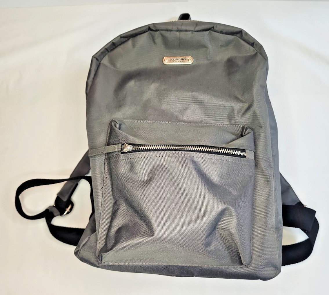 Bolongaro Trevor Grey Canvas Zip Backpack Bag Mens 16.5”