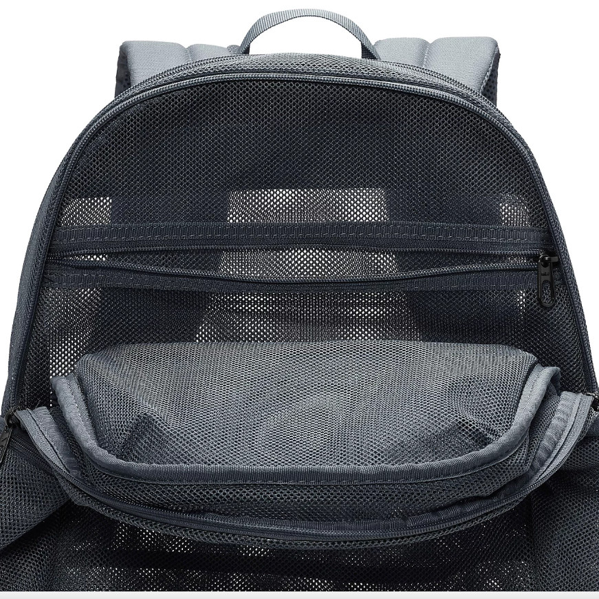 Nike Brasilia Mesh Net Training School Travel Beach Backpack Grey White