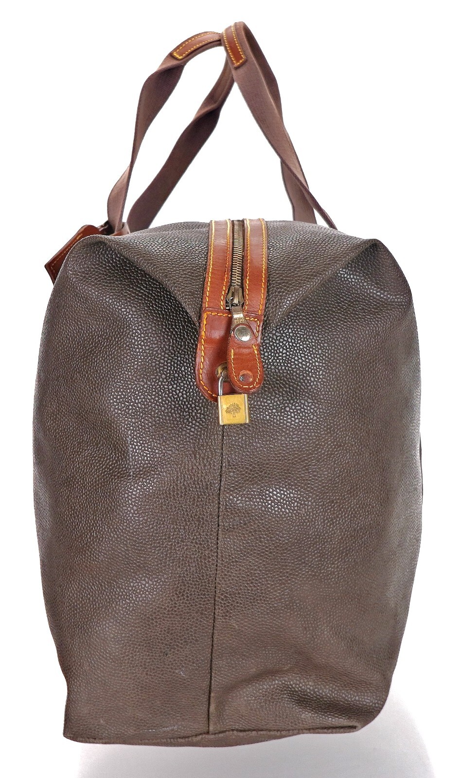 Vintage MULBERRY Pebbled Leather Duffle Weekender Travel Bag England + Extras