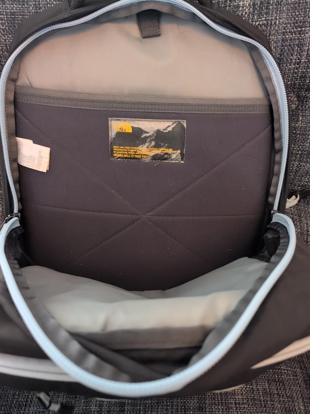 The North Face Recon Backpack Hiking Camping Storage Laptop Black W/ Blue Trim