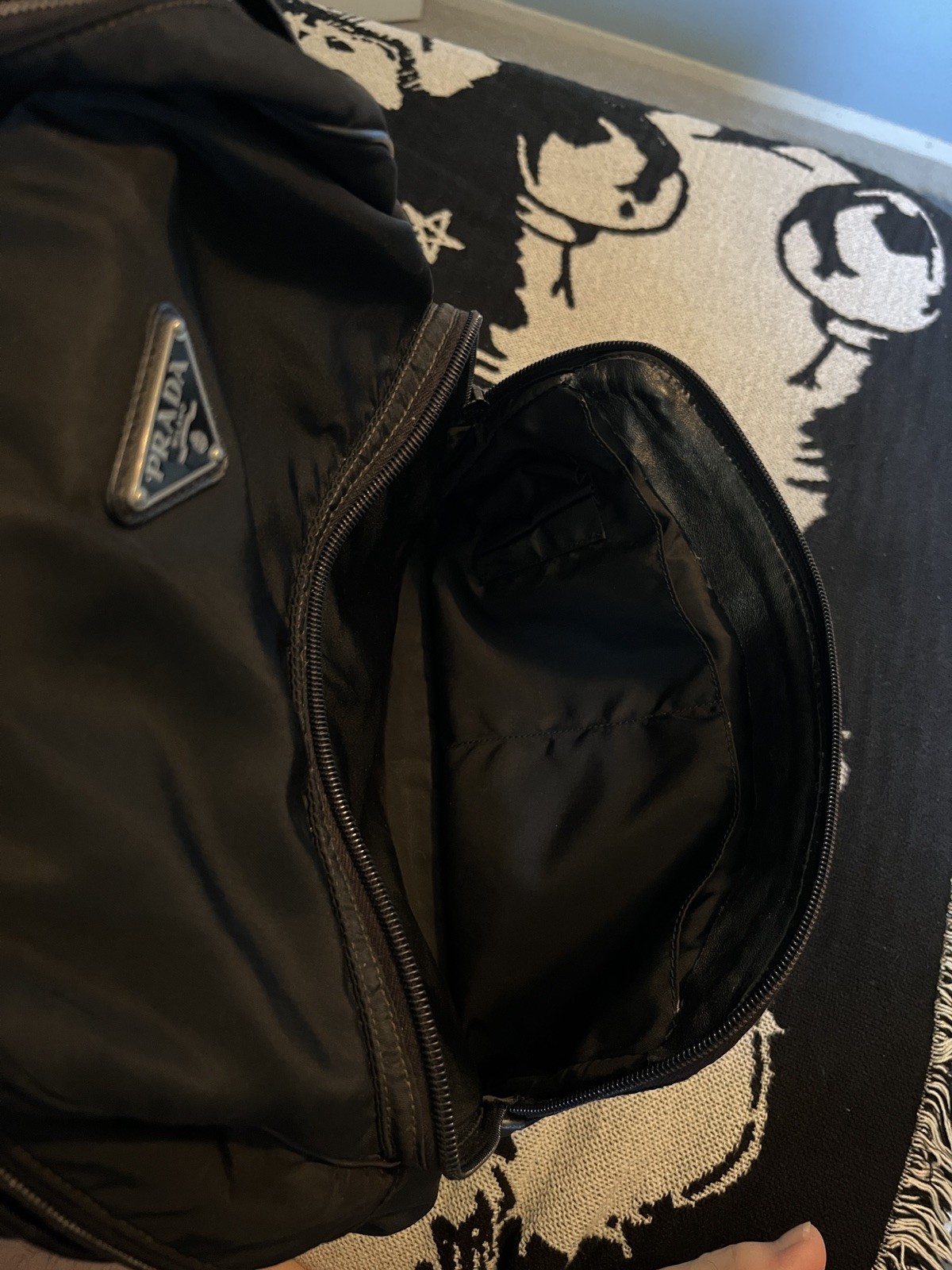Prada Black Nylon Tessuto Logo Backpack Bag