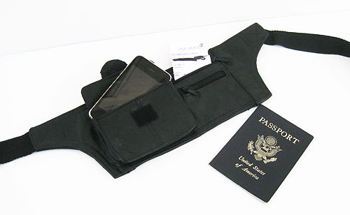 Black Leather Fanny Pack Money belt Passport Holder Travel Waist Bag US SELLER