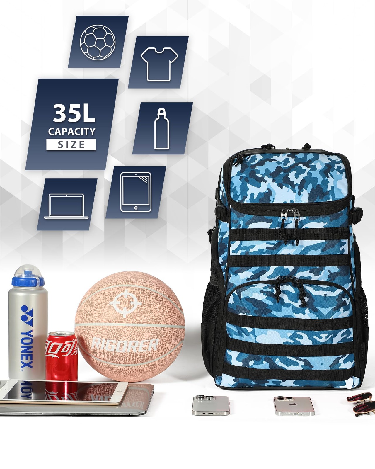 Basketball Bag Backpack with Ball Holder Multi-Sport Backpack for Soccer Voll…