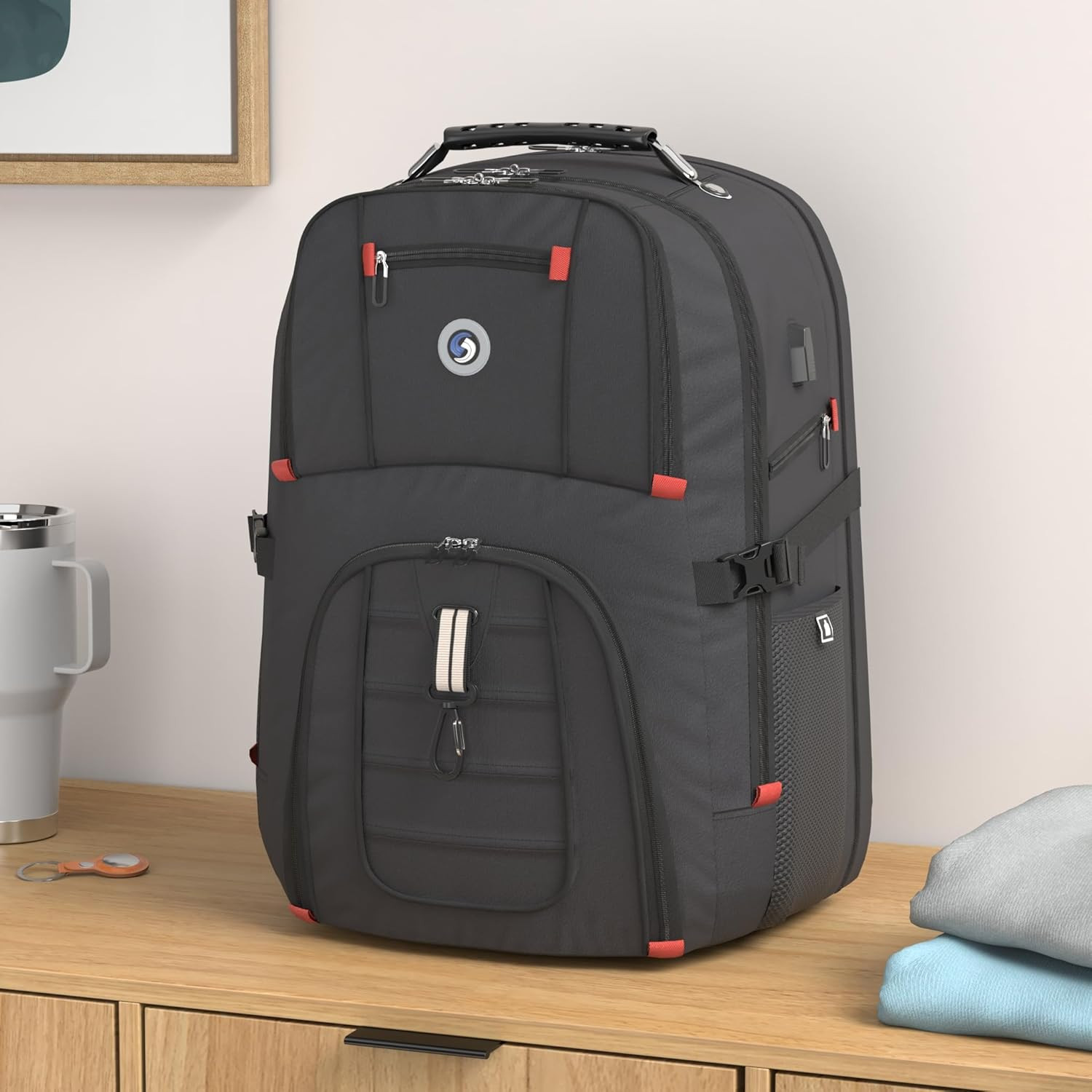Extra Large 50L Travel Laptop Backpack with Combination Lock, College Backpack A