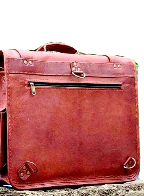 Genuine Vintage Crossbody Leather Briefcase Messenger Backpack Laptop Unisex Bag