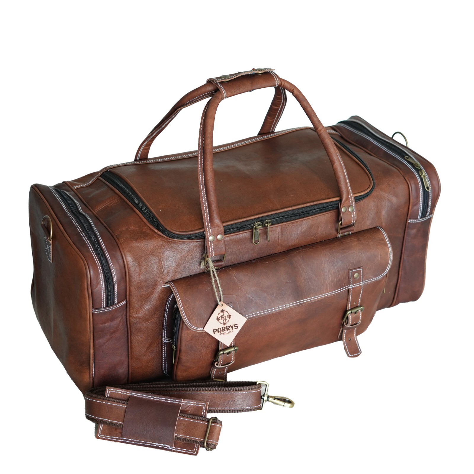 Mens Vintage Genuine Leather Duffle Bag Overnight Weekender Retro Luggage Unisex