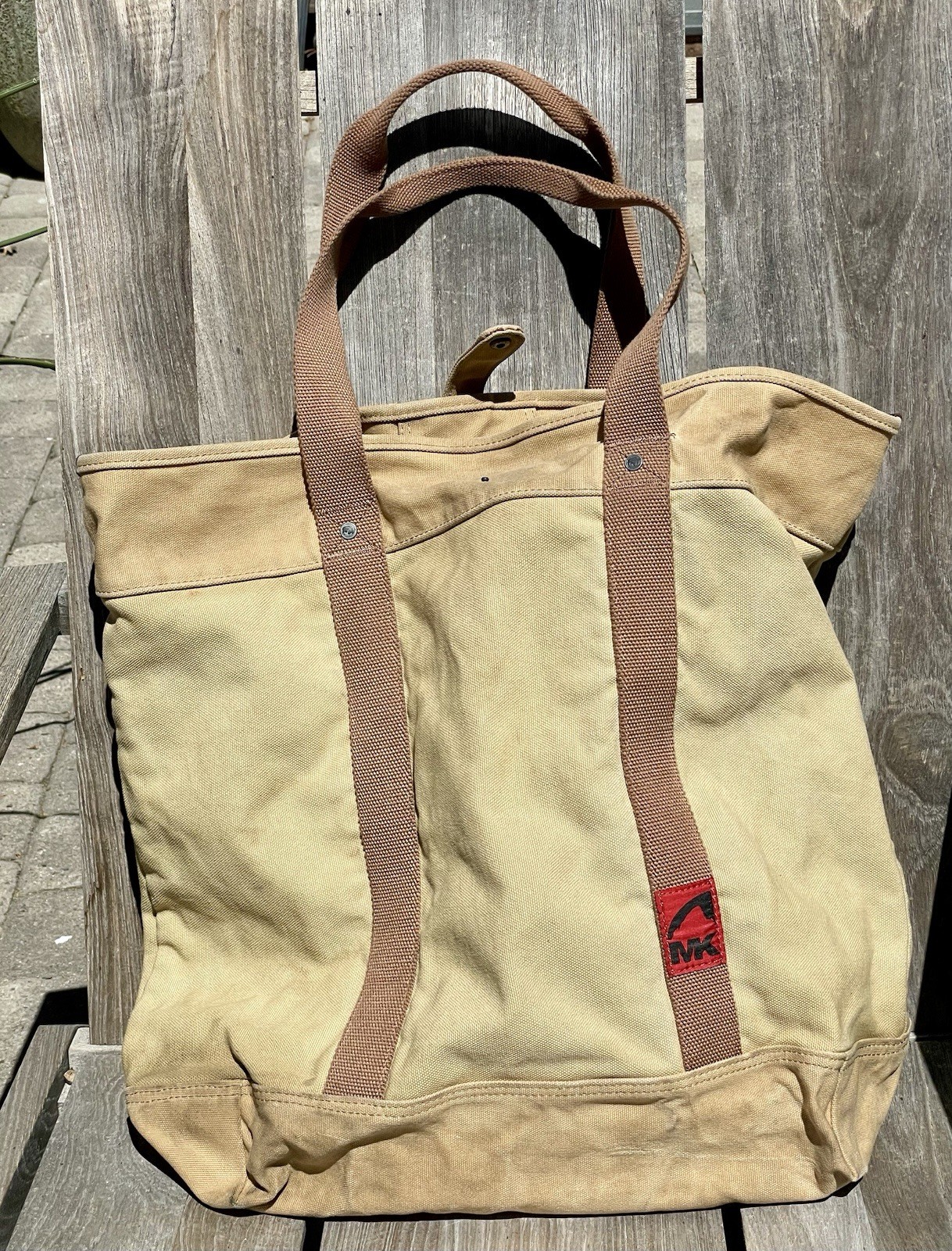 Vintage MOUNTAIN KHAKIS Large Gear Tote Heavy Canvas Tan 20×20”Discontinued