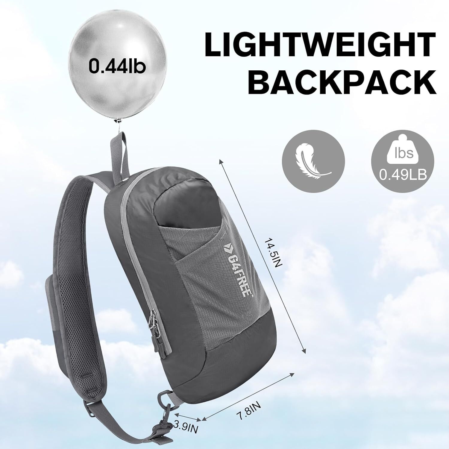 G4Free Sling Bag RFID Blocking Crossbody Backpack with Front Pocket Dark Grey