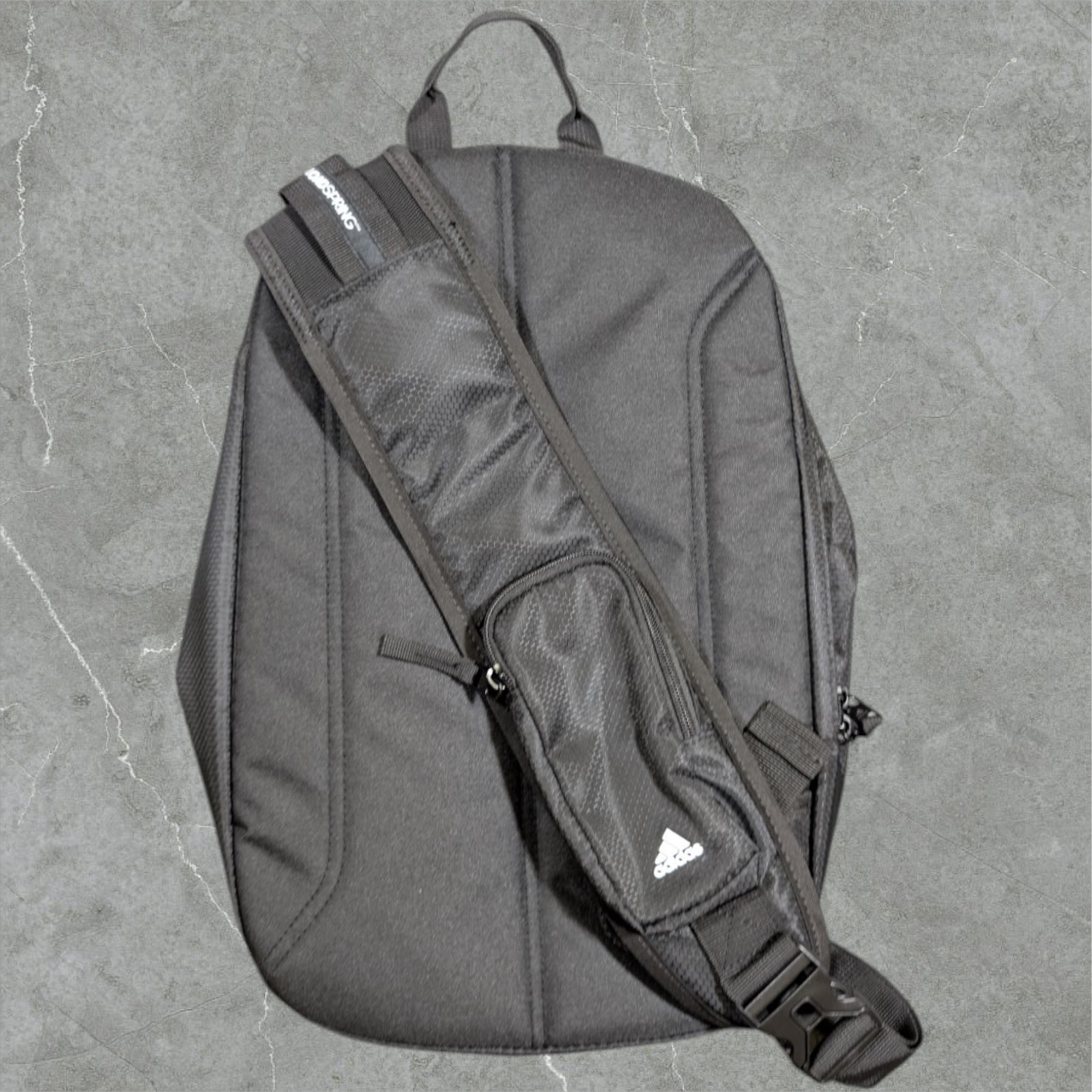 adidas Prime Sling Backpack Laptop Bag Black LoadSpring Strap Wipe-able Lining
