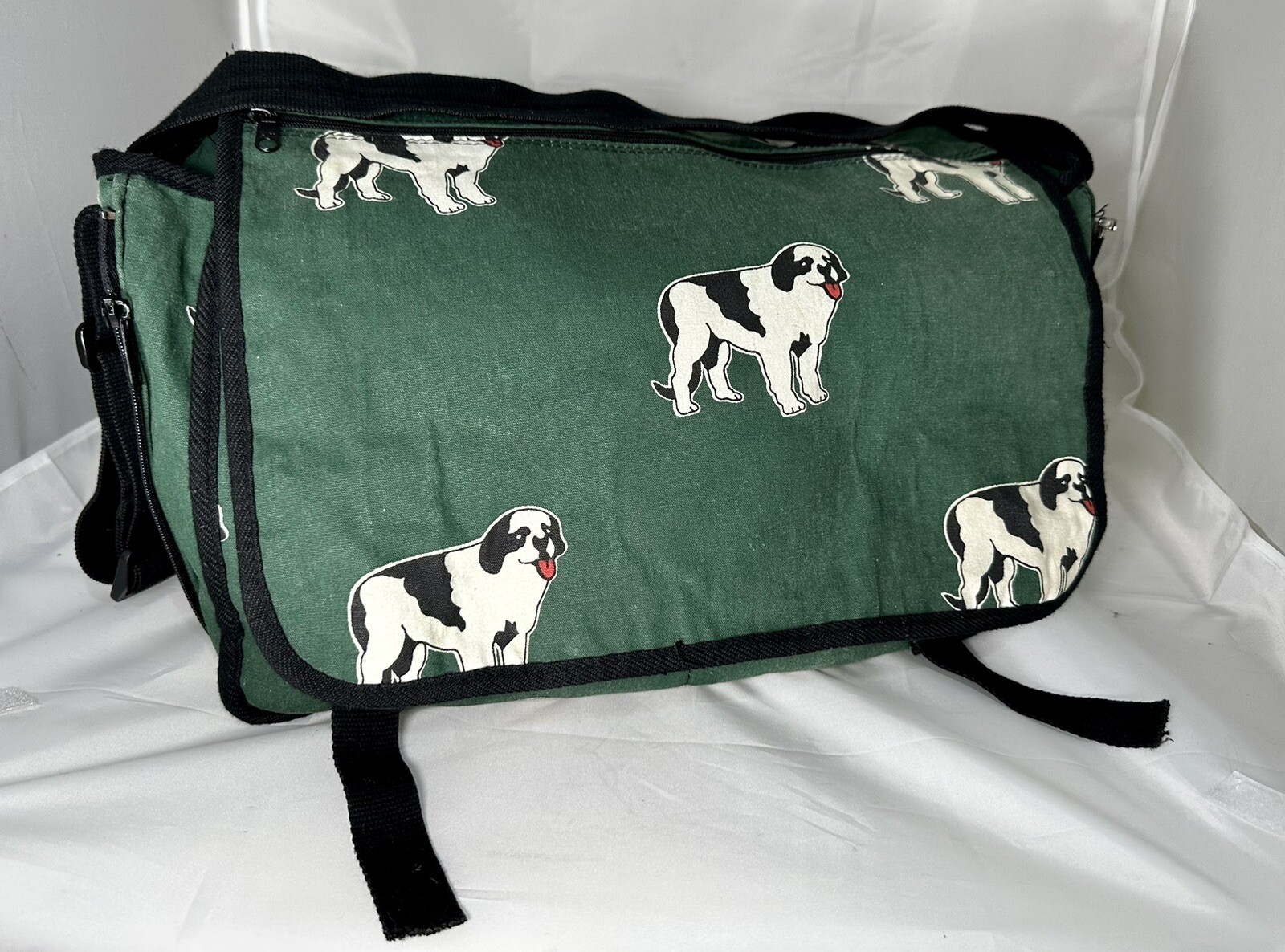 VTG Big Dogs 100% Cotton Canvas Traveler Expandable Messenger Bag Bernard- Rare