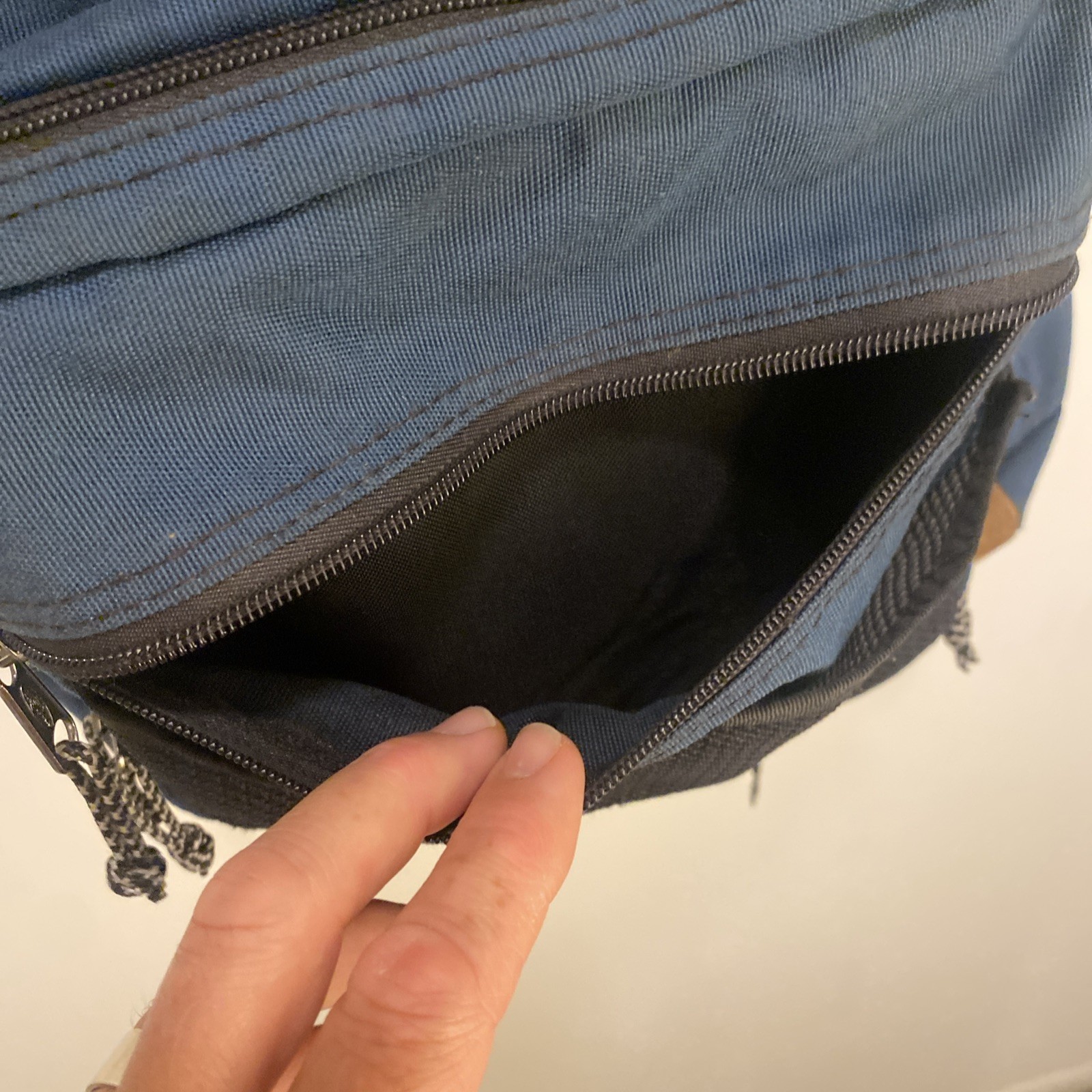 Vintage Eastpak Made in USA Suede Blue Sling Backpack