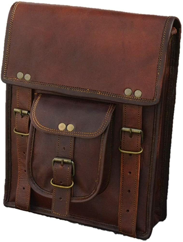 Handmade Genuine Vintage Brown Goat Leather Sling Side Handbag Cross Body Bag