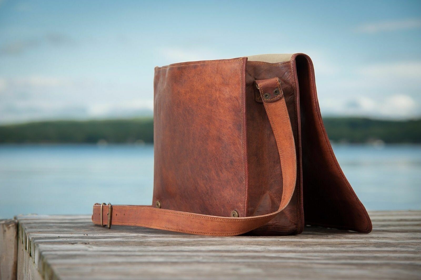 Bag Leather Briefcase Laptop Messenger Computer Satchel Distressed Handmade Men