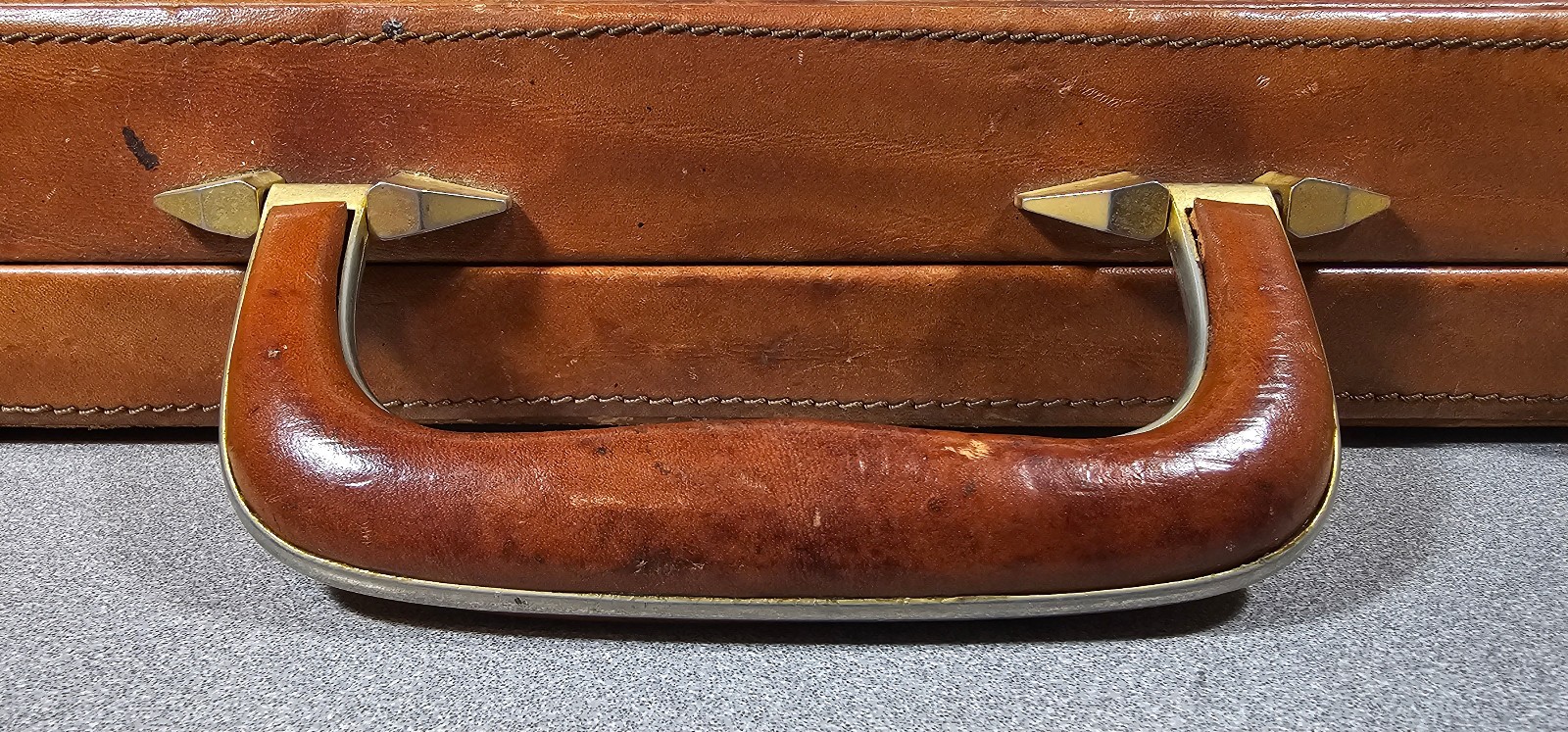 Stebco Leather Briefcase Spain FOR PARTS Latch Damage Strong Handle With Keys