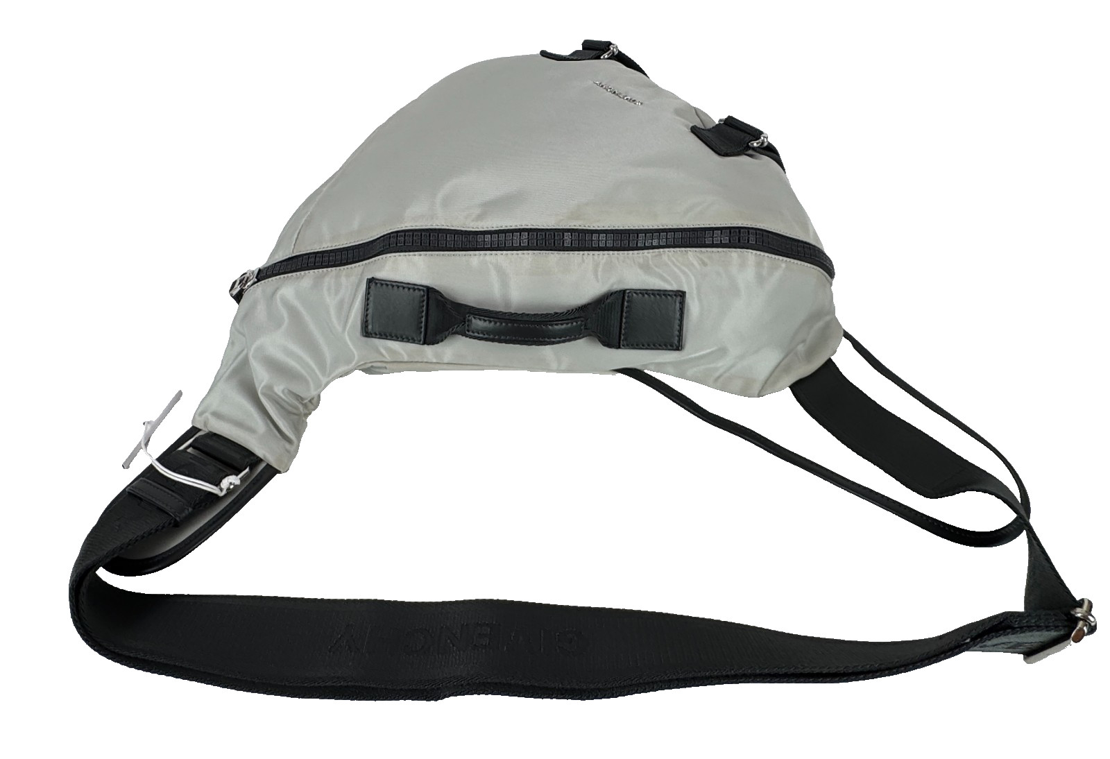 $1,200 Givenchy NWT Auth Gray G Zip Triangle Bag Backpack Handle Adjust AS IS