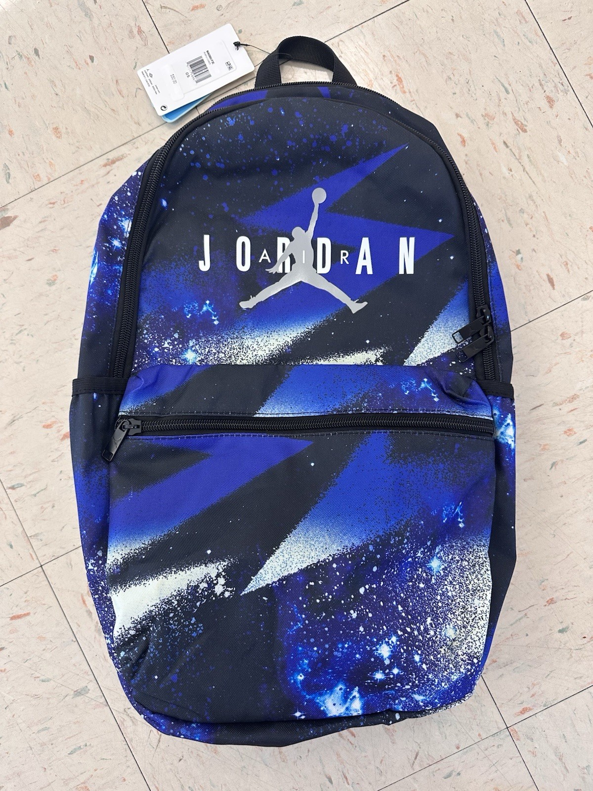 BRAND NEW Air Jordan Galaxy print black and blue Backpack cosmic space stars