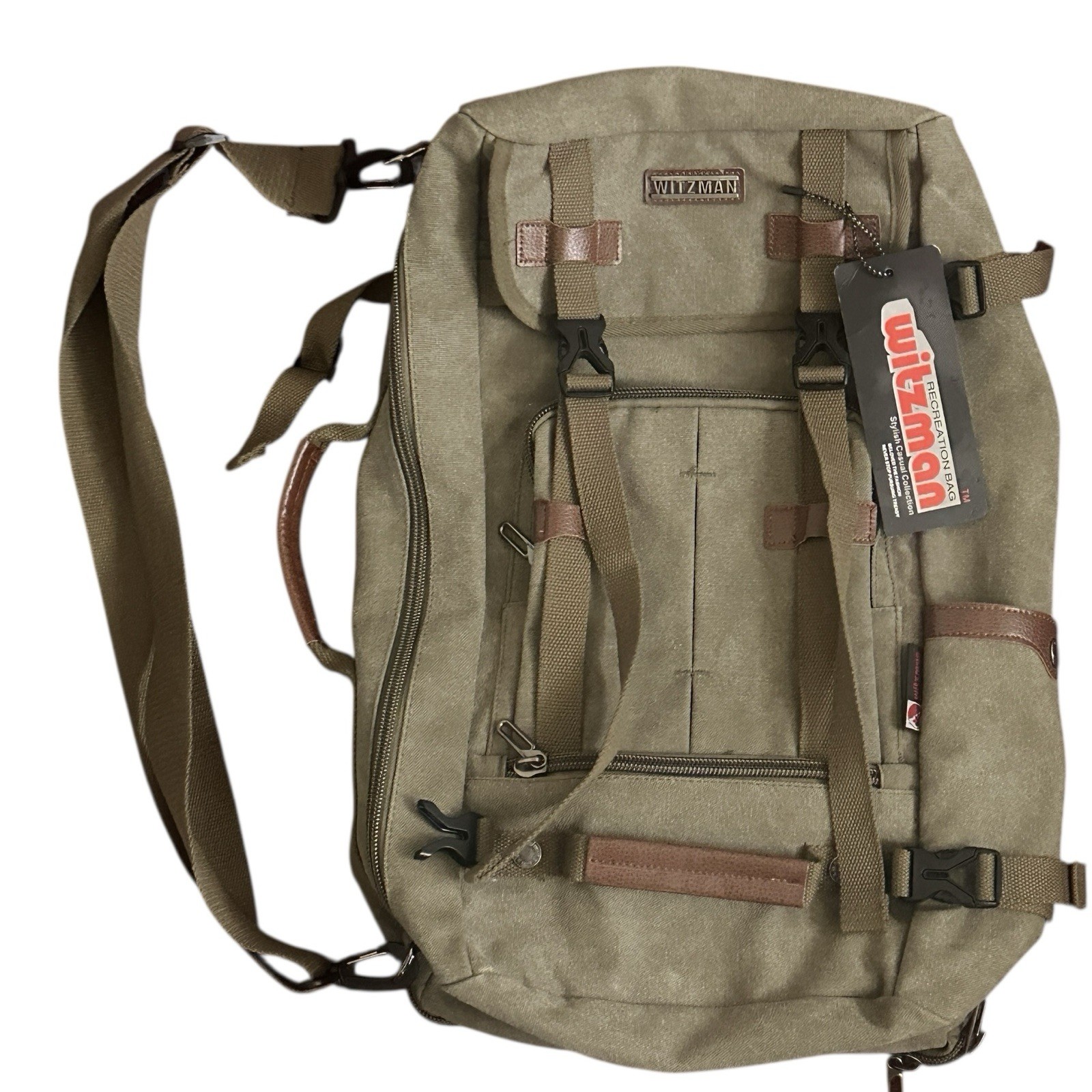 WITZMAN Canvas Travel Backpack Briefcase Hand Luggage Rucksack Outdoor Hiking