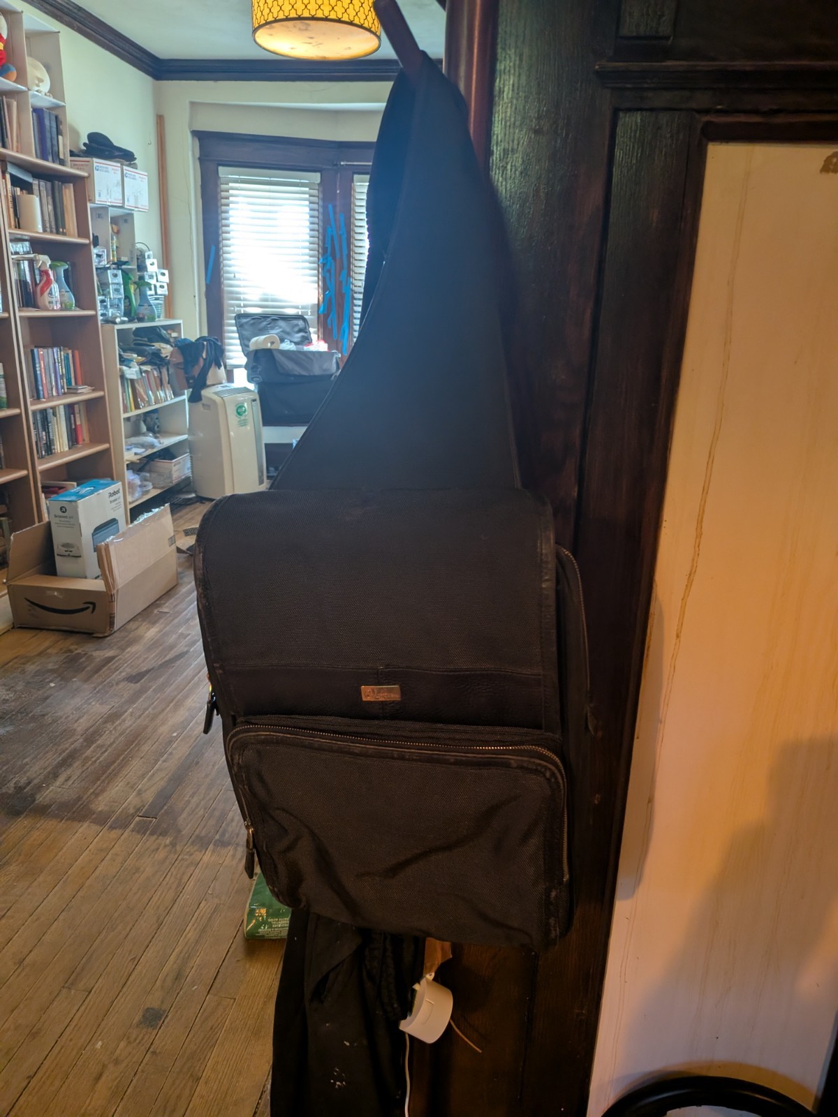 Cole Haan Ballistic Nylon Leather Sling Backpack Crossbody Bag – Black Organizer