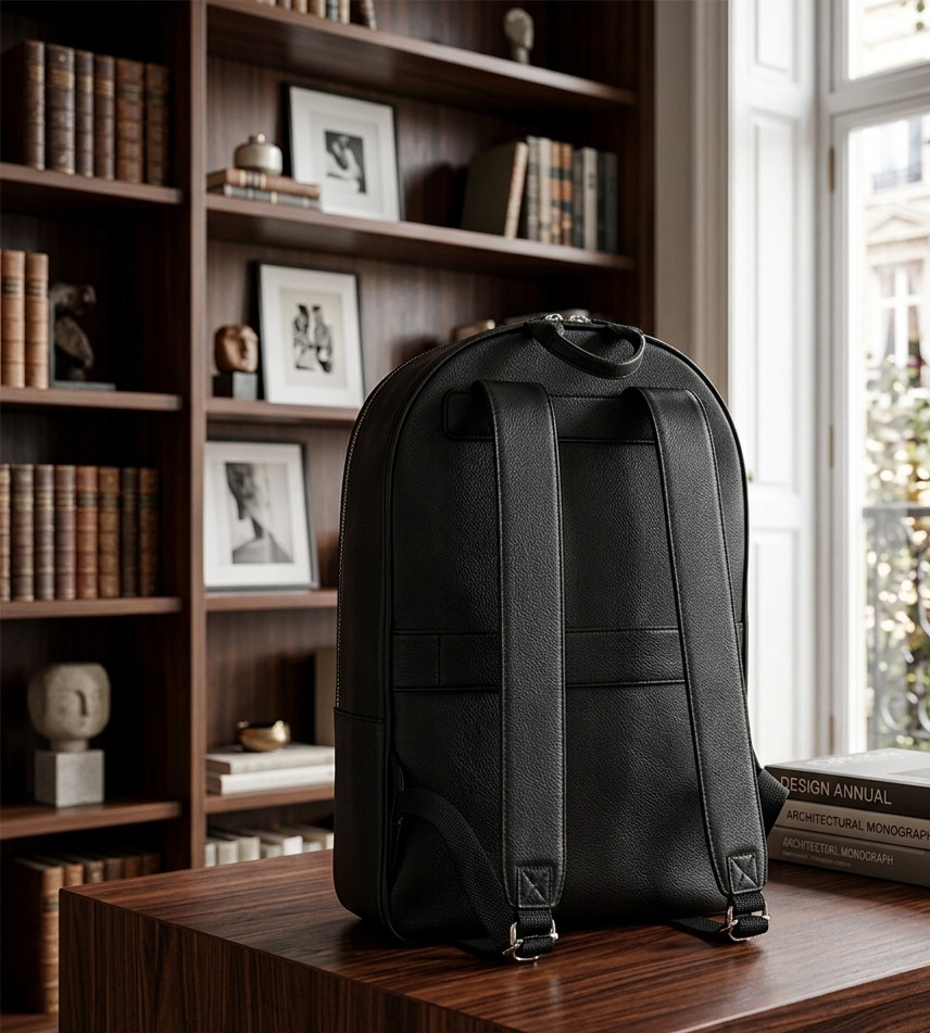 Men’s Leather Backpack for Business Travel – Black