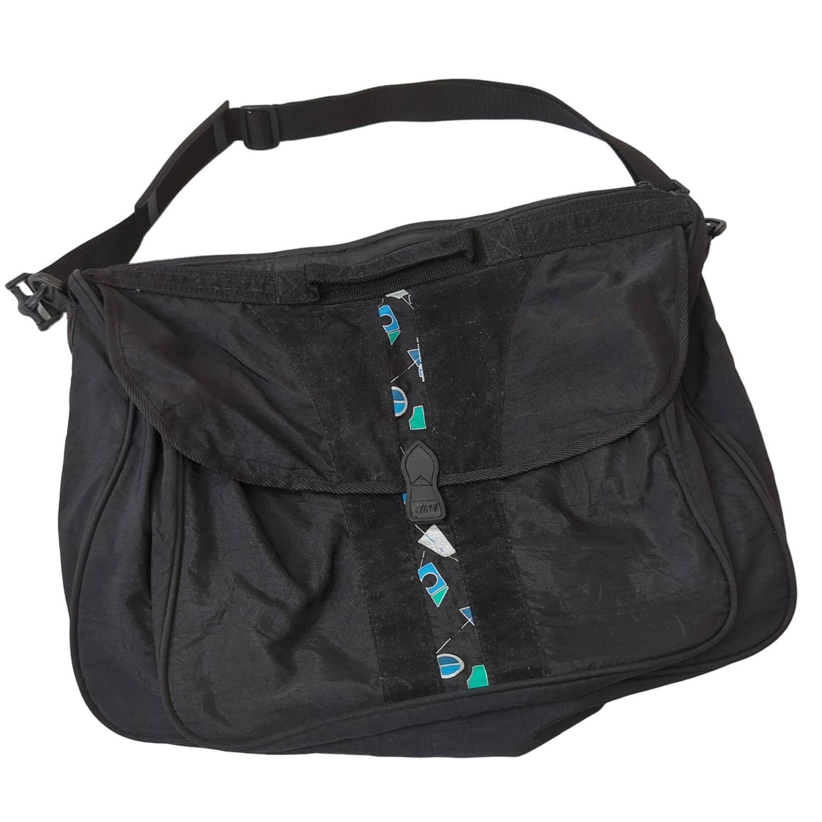 Vintage Nike Retro 90s 80s Messenger Bag Crossbody Duffle Briefcase Black Large