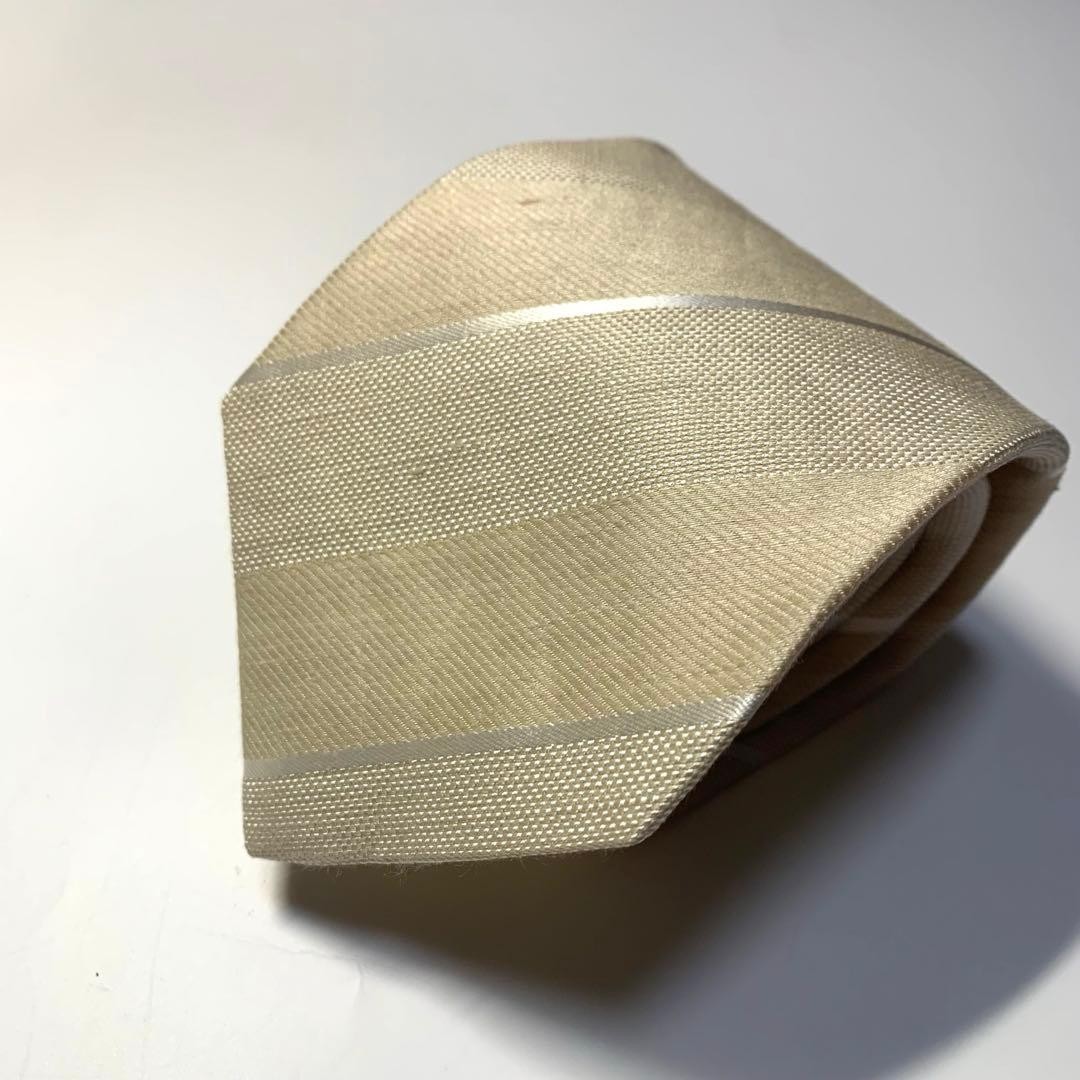 LUIGI BORRELLI Tie White Beige 8cm Width Made in Italy