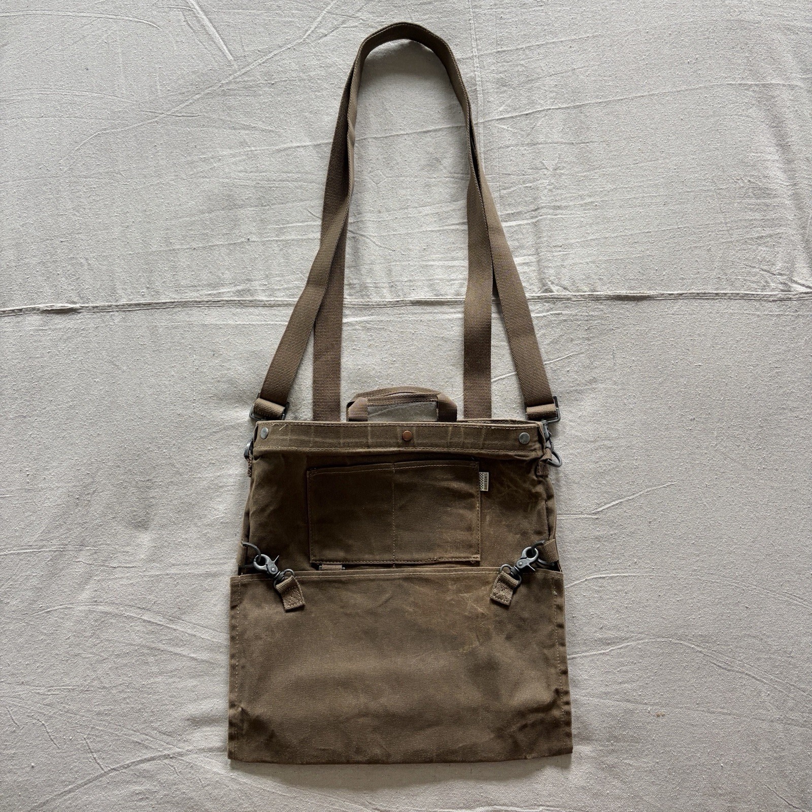 Barebones Waxed Canvas Dark Khaki Green Crossbody Messenger Tote Gardening Bag