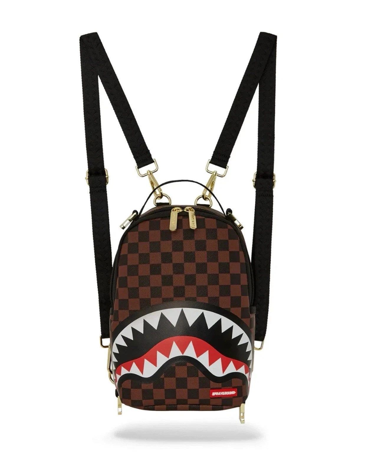 SprayGround Brown Checkered Shark In & In Backpack Set
