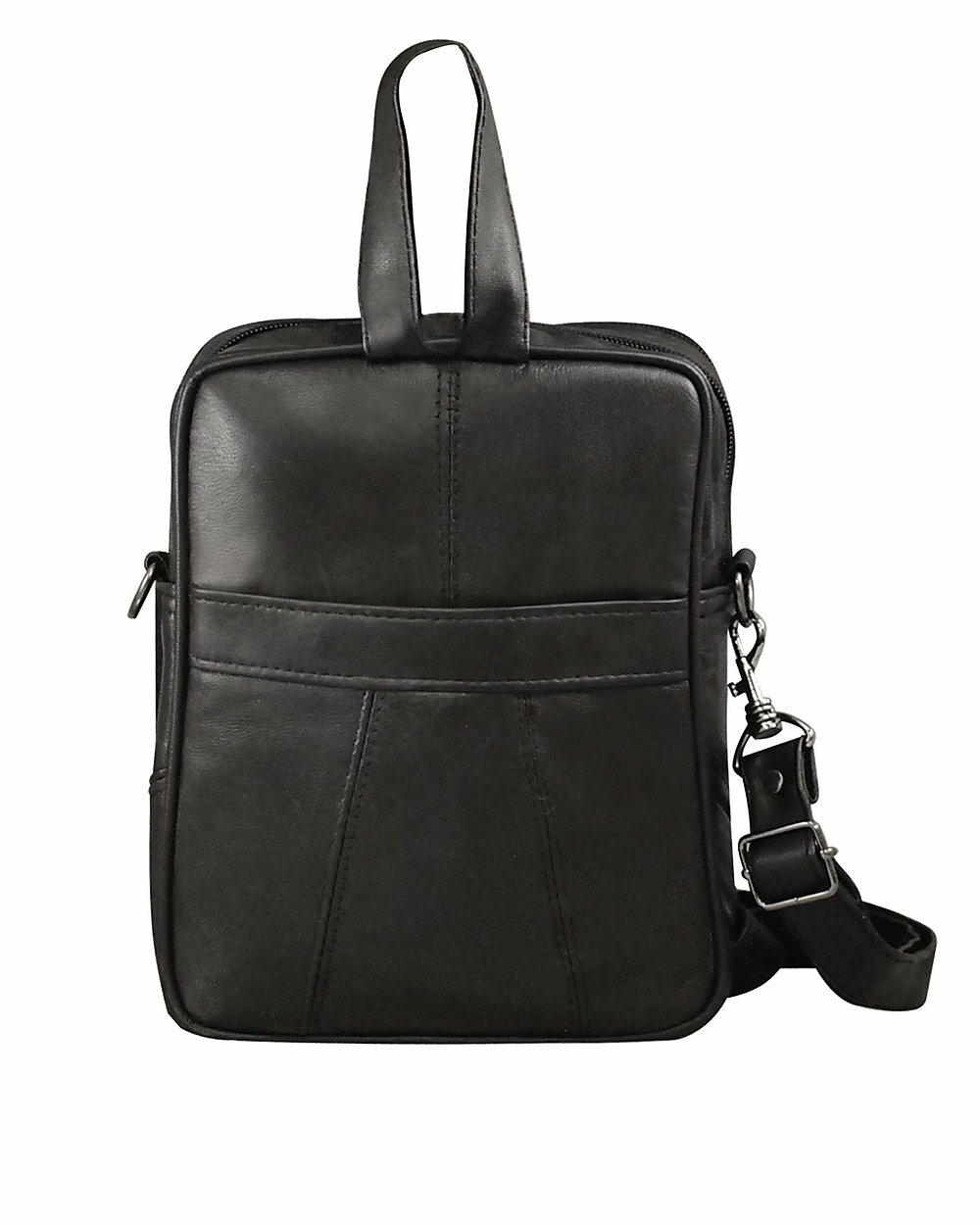Black Genuine Leather Men’s Messenger Organizer Bottle Holder Bag US Seller