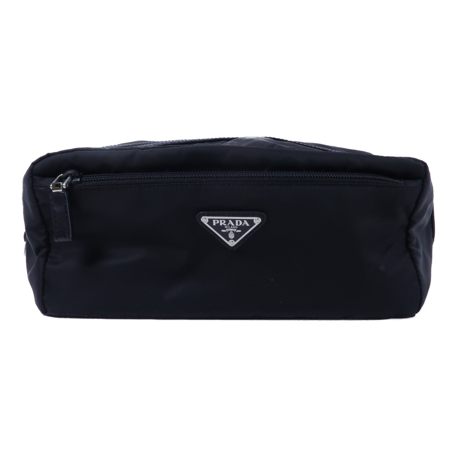 PRADA SHW Re Nylon Triangle Logo Travel Pouch Clutch Bag 2NA029 2DMH F0002 Black